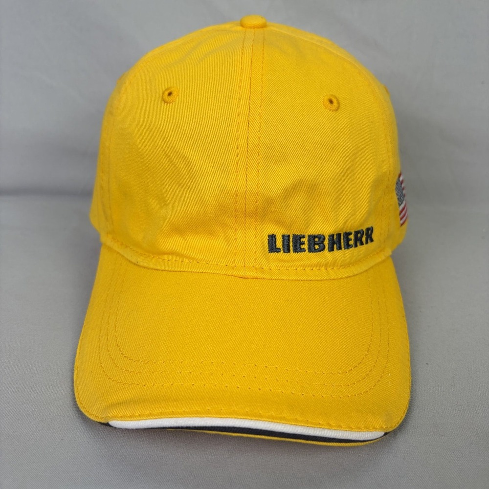 Liebherr Baseball Cap Hat Mens OSFA Yellow American Flag Patch Logo 1983